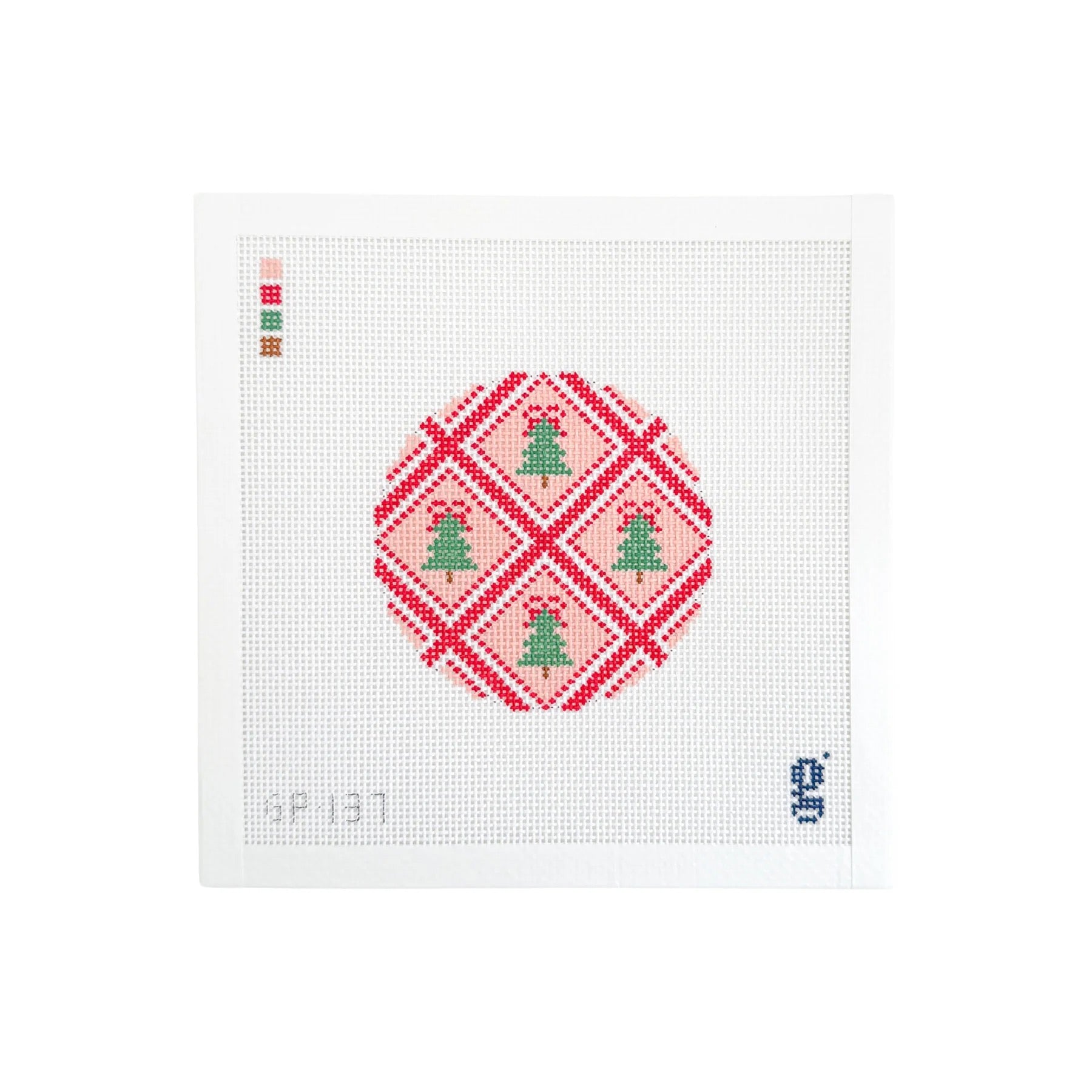 Christmas Tree Trellis Round Canvas