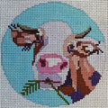 Iris the Cow Round Canvas