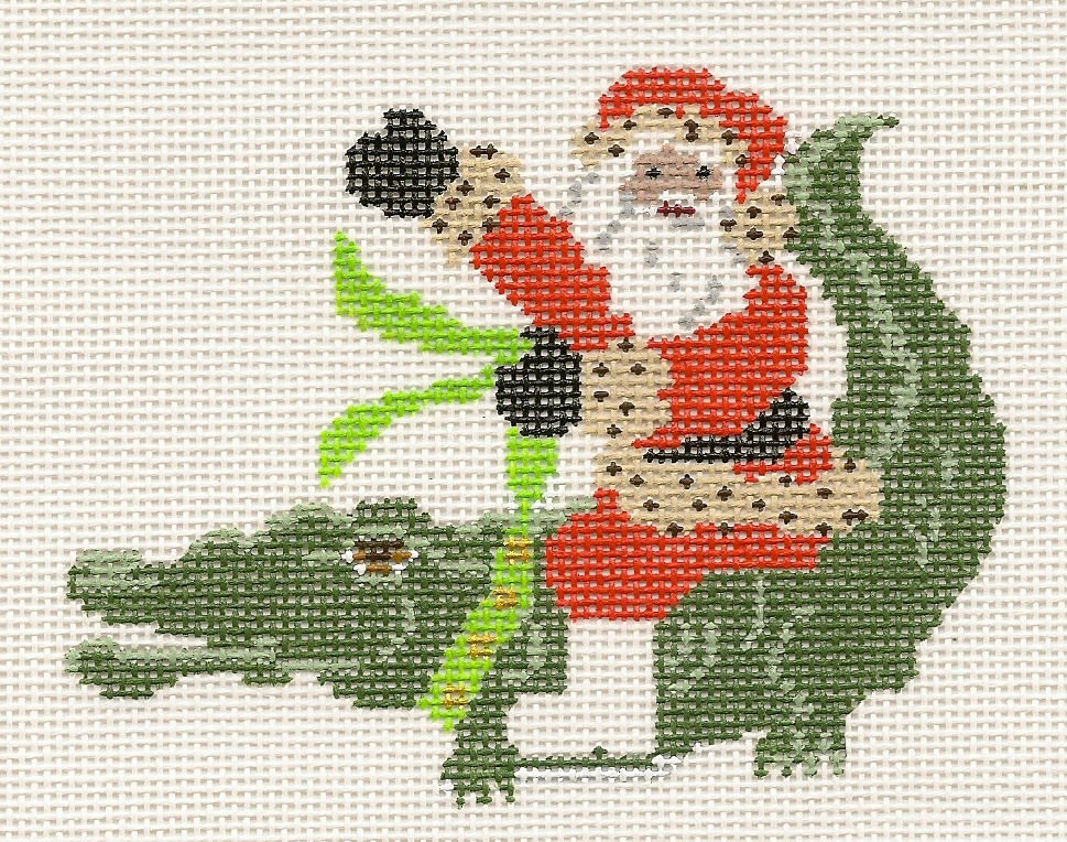 Santa on Alligator Canvas