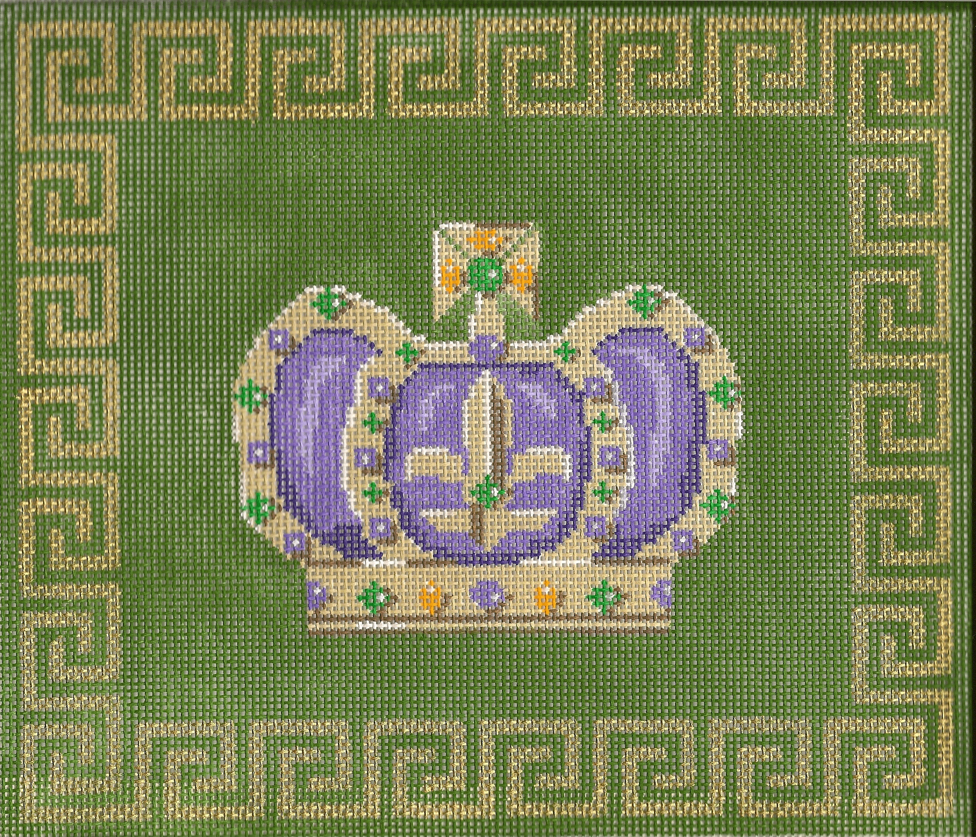 Medium Mardi Gras Crown on Green Canvas