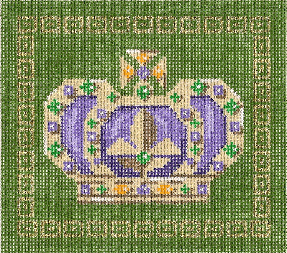 Small Mardi Gras Crown on Green Canvas