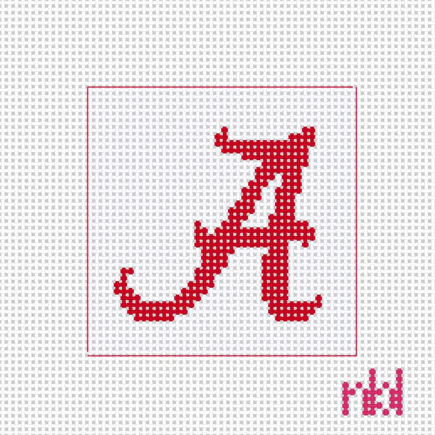 Crimson on White Alabama Mini Square (2.2") Canvas