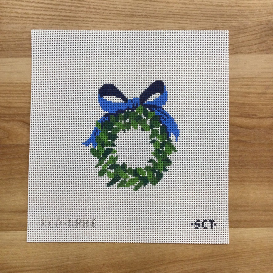 Monogramable Wreath Canvas (Blue)