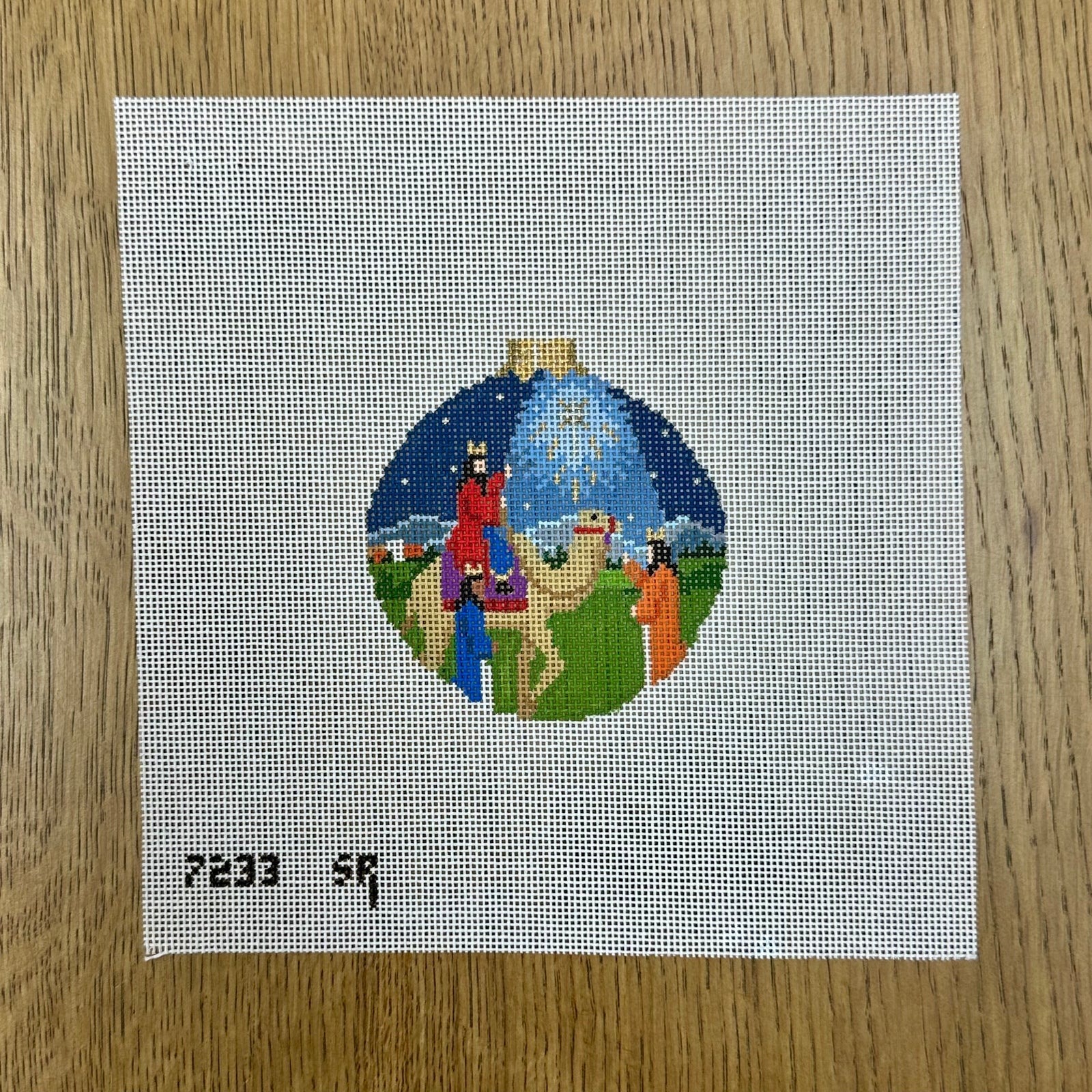 Nativity 3 Kings 3 Wisemen Round Canvas