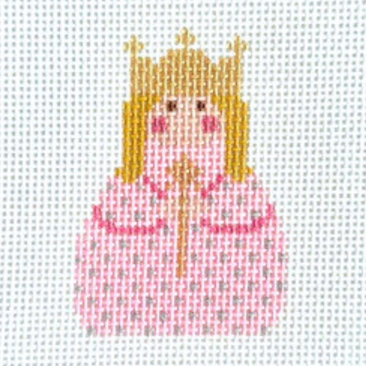Pink with Gold Crown Stitch It Angel Canvas