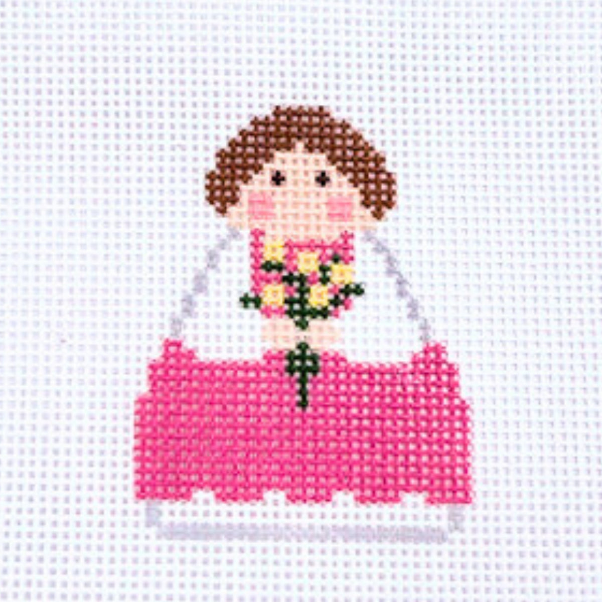 Pink with Flowers Stitch It Angel Canvas