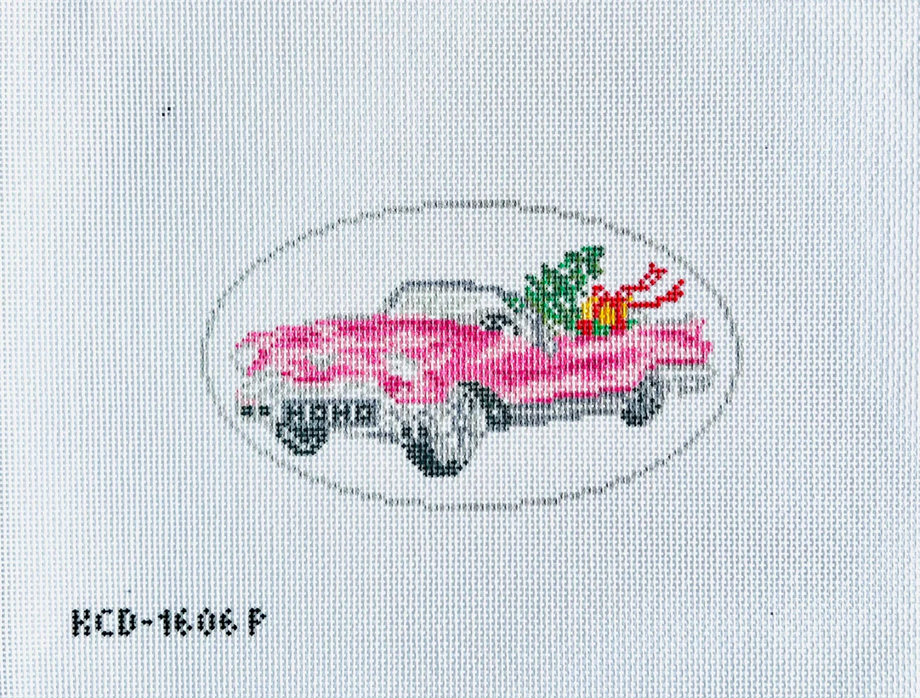 Pink Christmas Cadillac Ornament Canvas