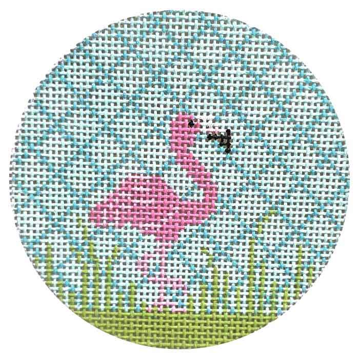 Pink Flamingo Round Canvas