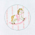 Pink Rocking Horse Round Canvas