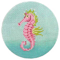 Pink Sea Horse Round Canvas