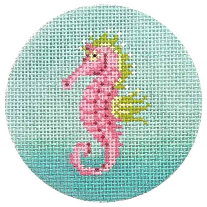 Pink Sea Horse Round Canvas