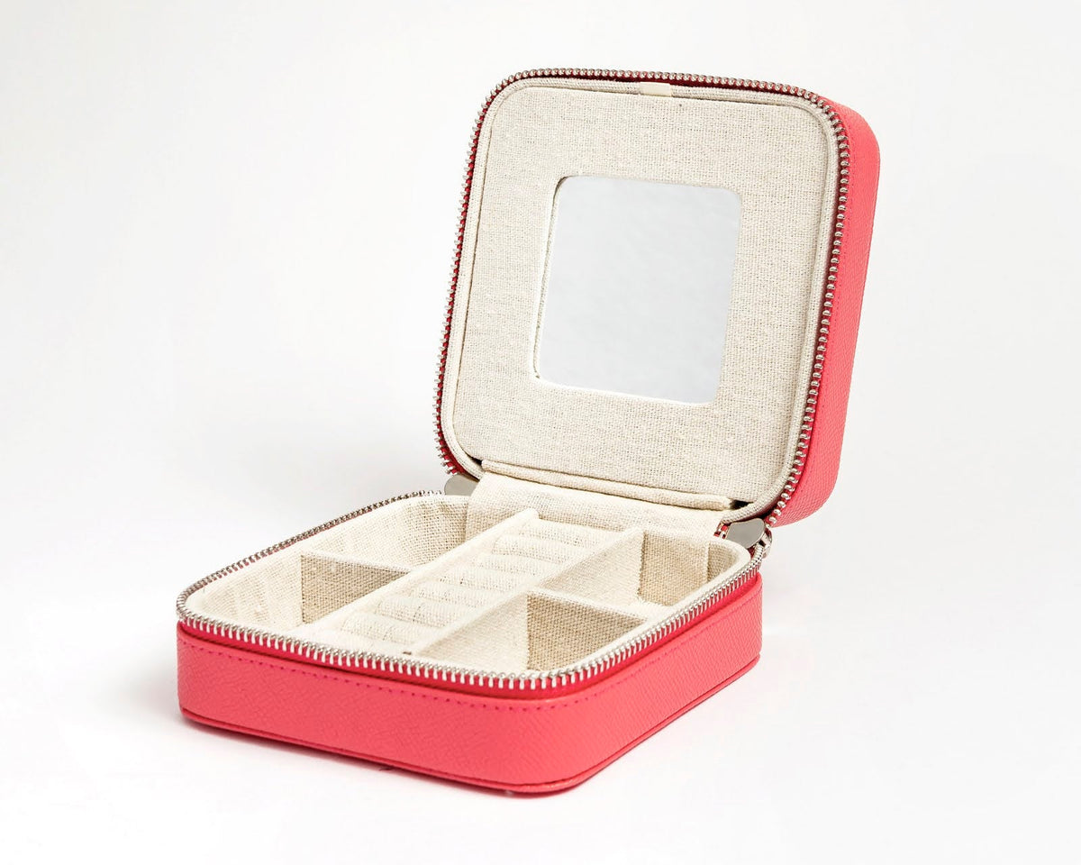 5" Leather Self Finishing Jewelry Box - Coral