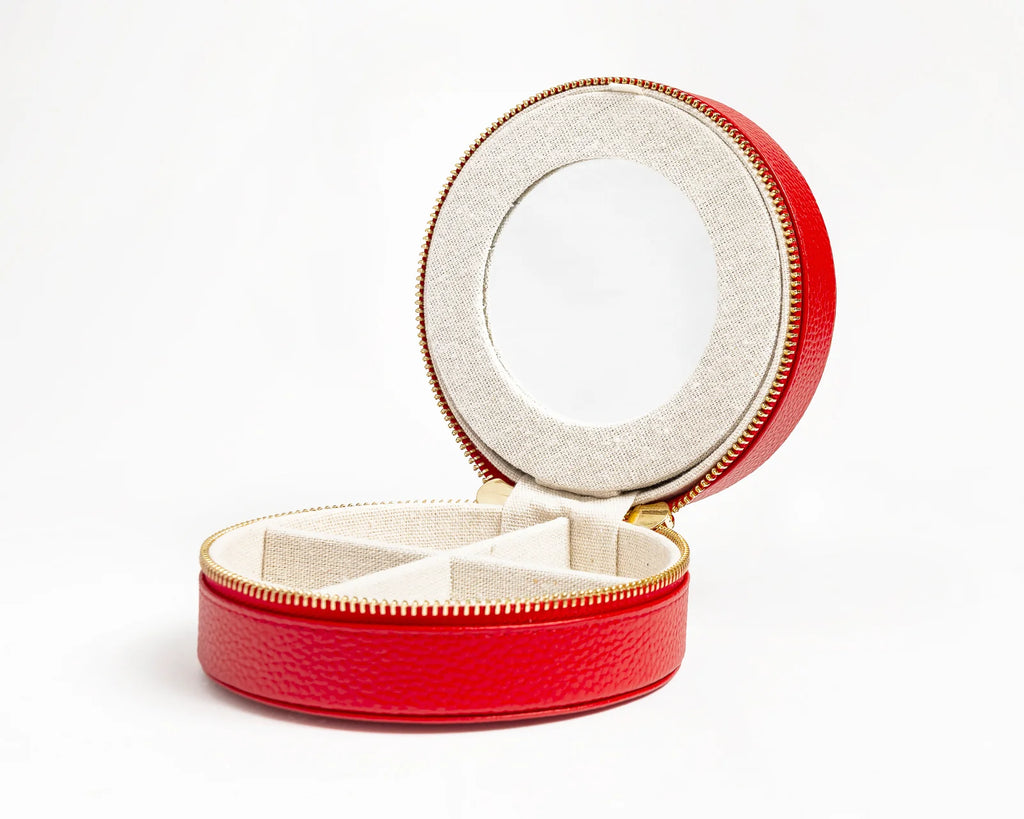5" Round Self Finishing Jewelry Box - Red
