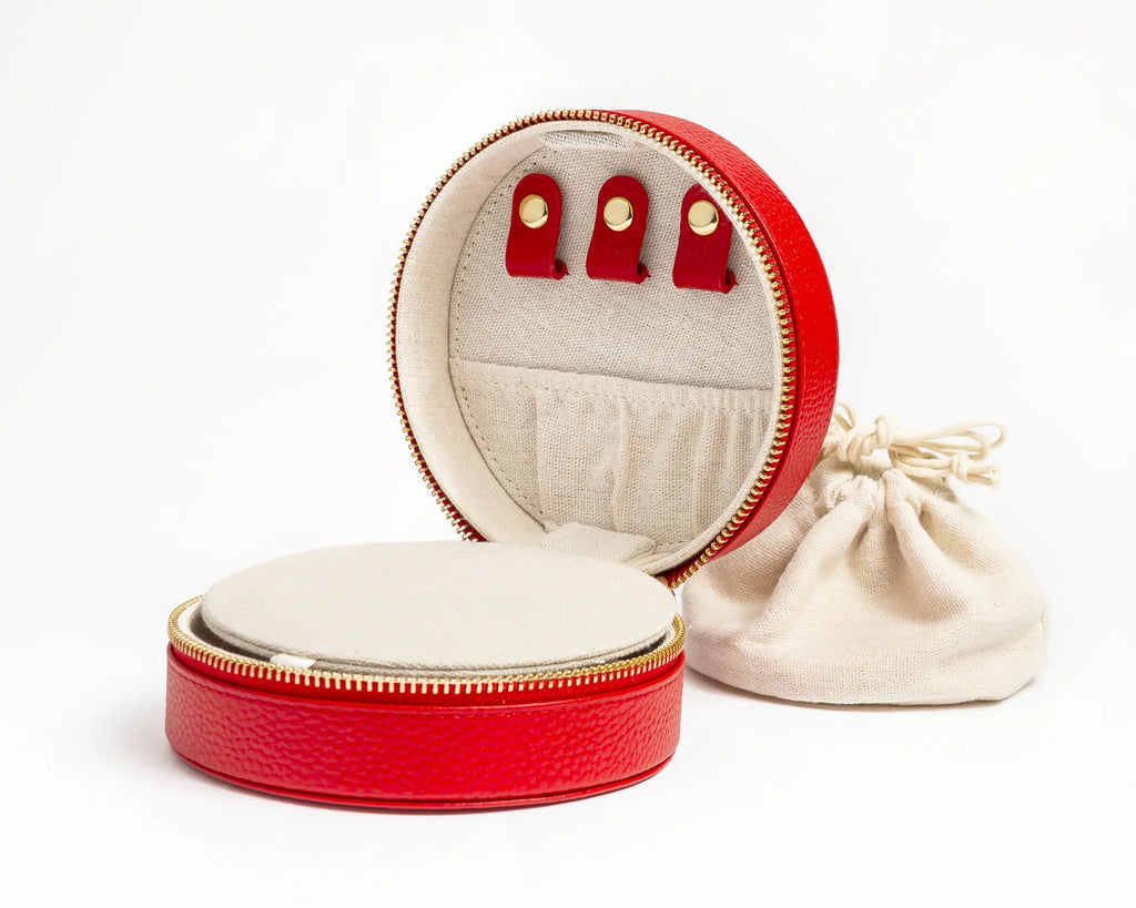 5" Round Self Finishing Jewelry Box - Red