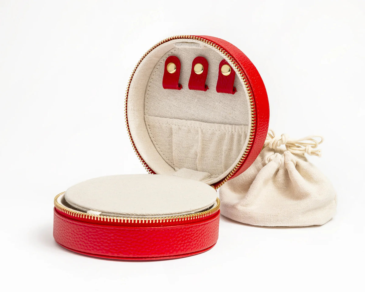 5" Round Self Finishing Jewelry Box - Red