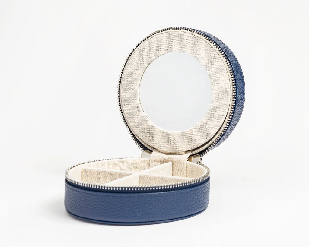 5" Round Self Finishing Jewelry Box - Navy