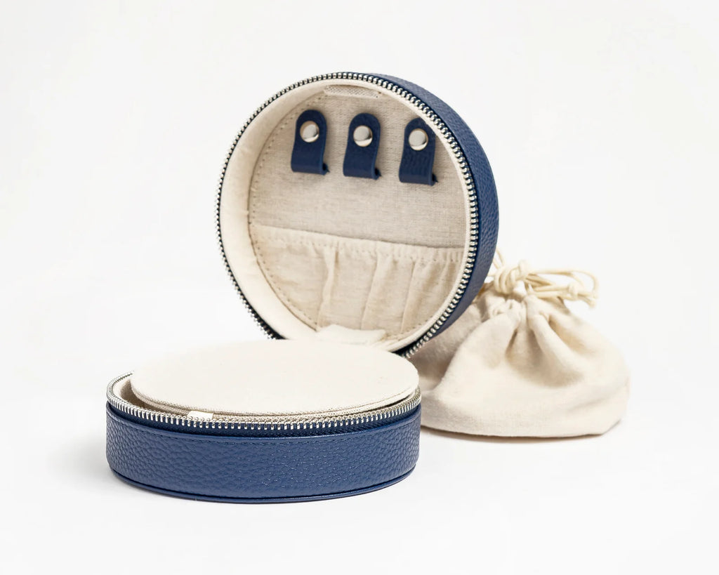5" Round Self Finishing Jewelry Box - Navy