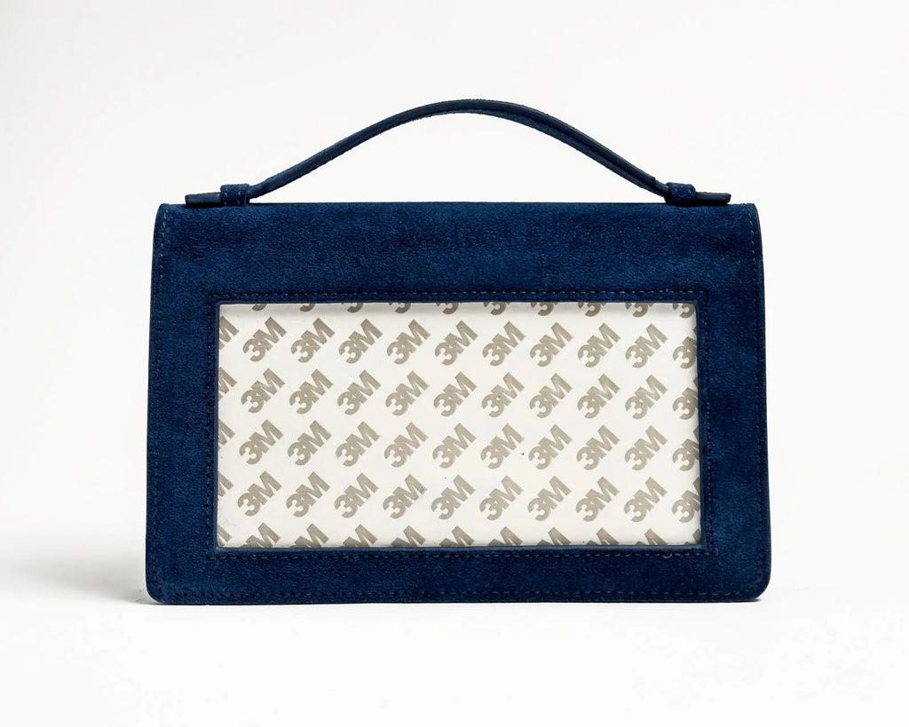 The Everyday Clutch - Navy Suede+Silver Chain