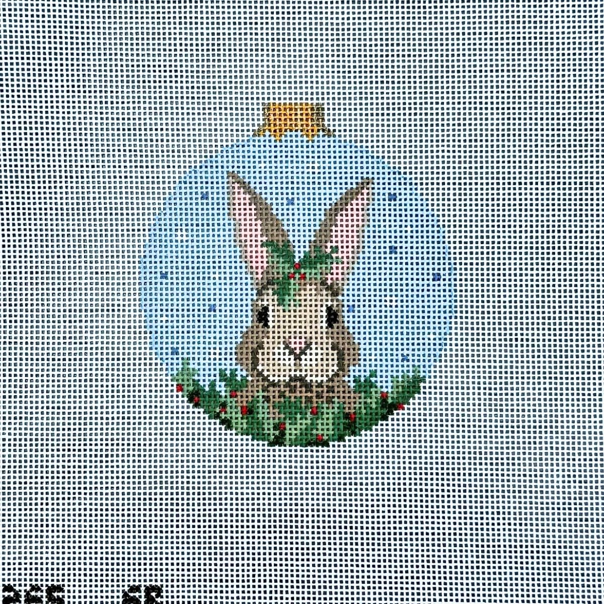 Rabbit in Holly Round Canvas