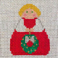 Red with Green Wreath with Silver Bow Stitch It Angel Canvas