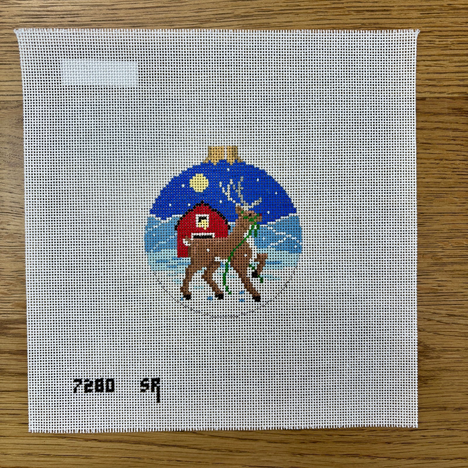 Reindeer and Barn Ornament Canvas
