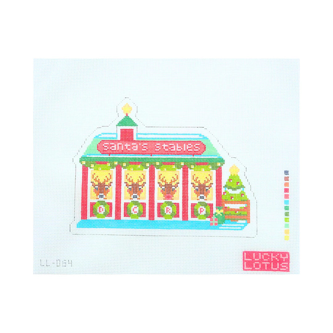 Santa's Stables Christmas Village Canvas
