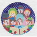 Carolers Round Canvas