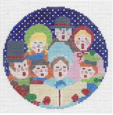 Carolers Round Canvas