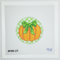 Gingham Pumpkin Round (Green) Canvas