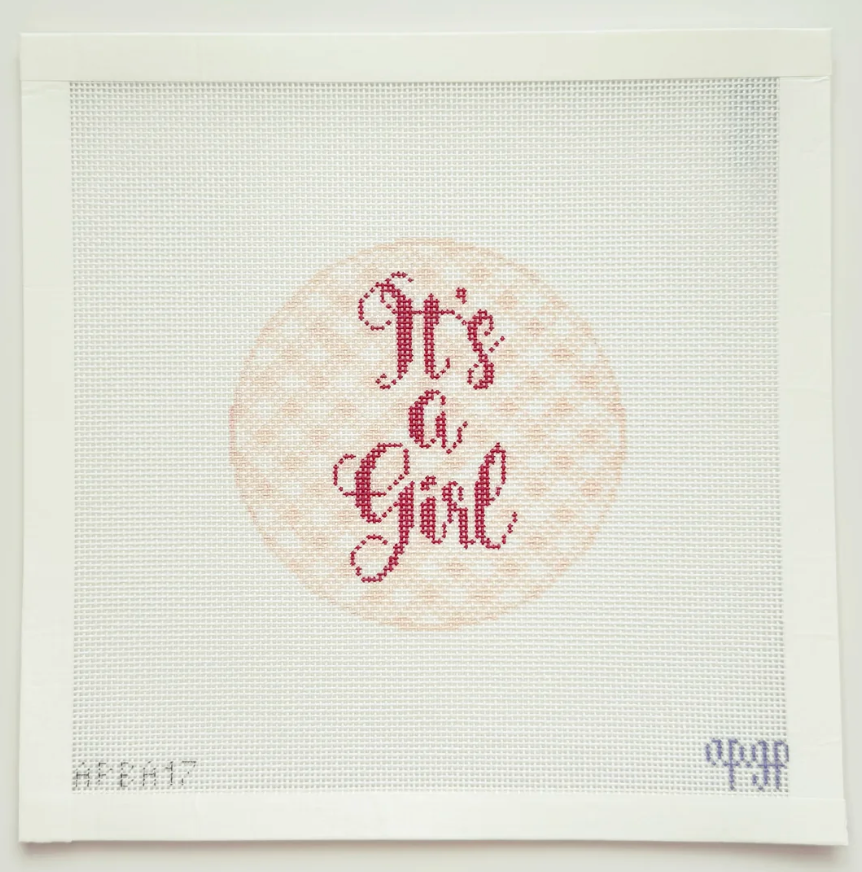 It's a Girl Round Canvas