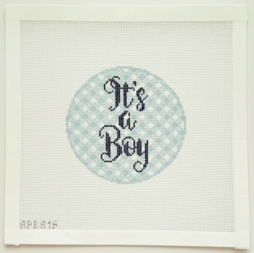 It's a Boy Round Canvas