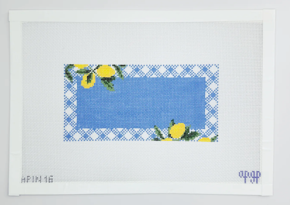 Lemons on Gingham Blue 6x3 Insert