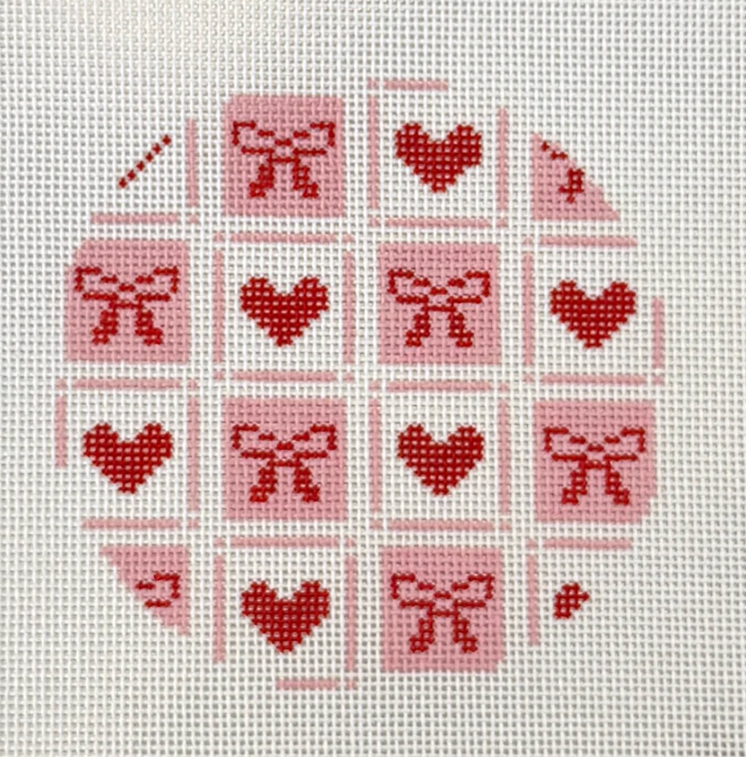 Bows and Hearts Round Canvas