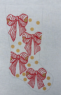Red Bow with Gold Dots Stocking Canvas