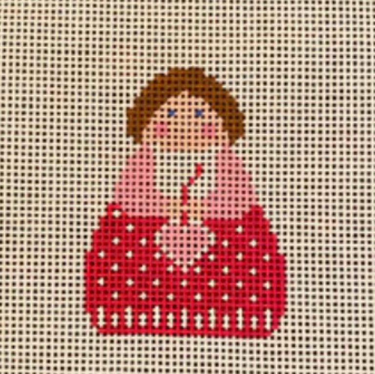 Red Angel with Pink Heart Stitch It Angel Canvas