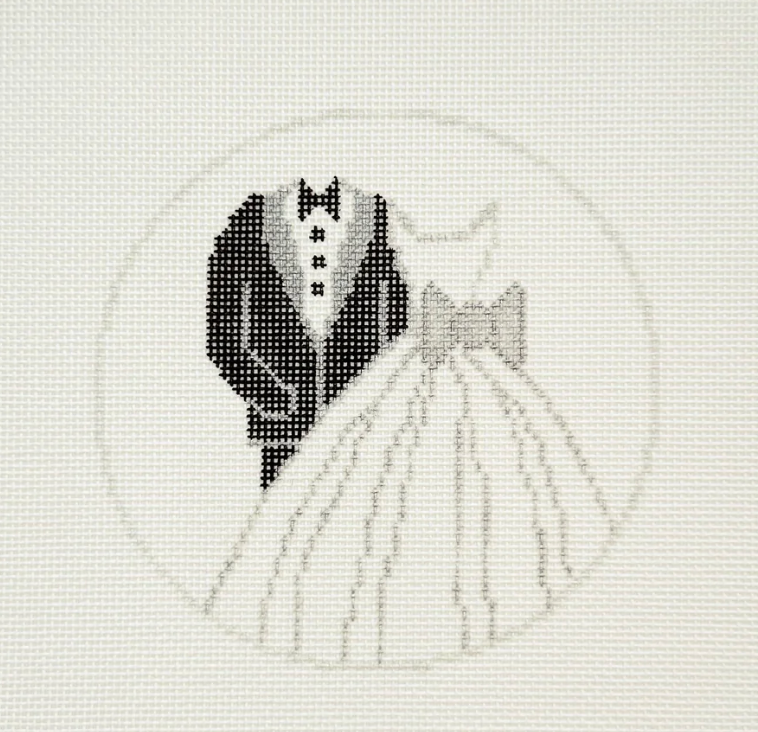 Bride and Groom Round Canvas