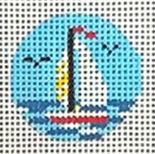 Sailboat 1.25" Mini Round Canvas