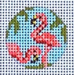 Flamingo Twins 1.25" Mini Round Canvas