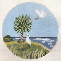 Egrets & Palmetto 3" Round Canvas
