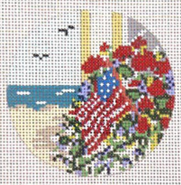 Patriotic Flowers 3" Round Canvas