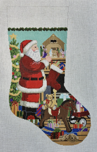 Santa Nativity Stocking Canvas