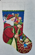 Santa at the Sleigh Stocking Canvas