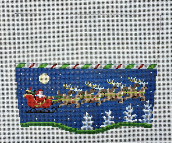 8 Reindeer at Night Stocking Cuff Canvas