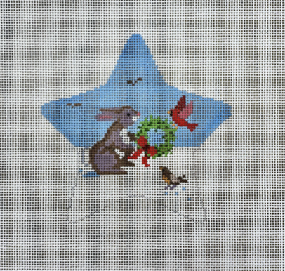 Rabbit with Birds Star Canvas