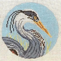 Great Blue Heron 4" Round Canvas