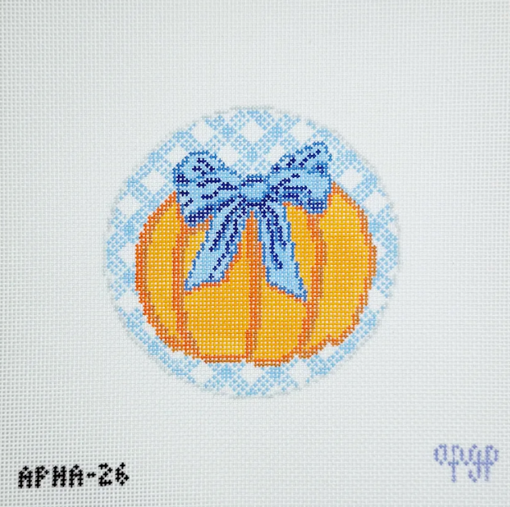 Gingham Pumpkin Round (Blue) Canvas