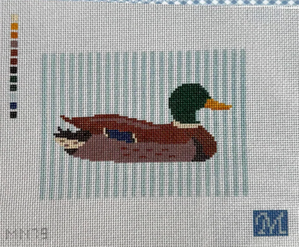 Mallard on Stripes Canvas