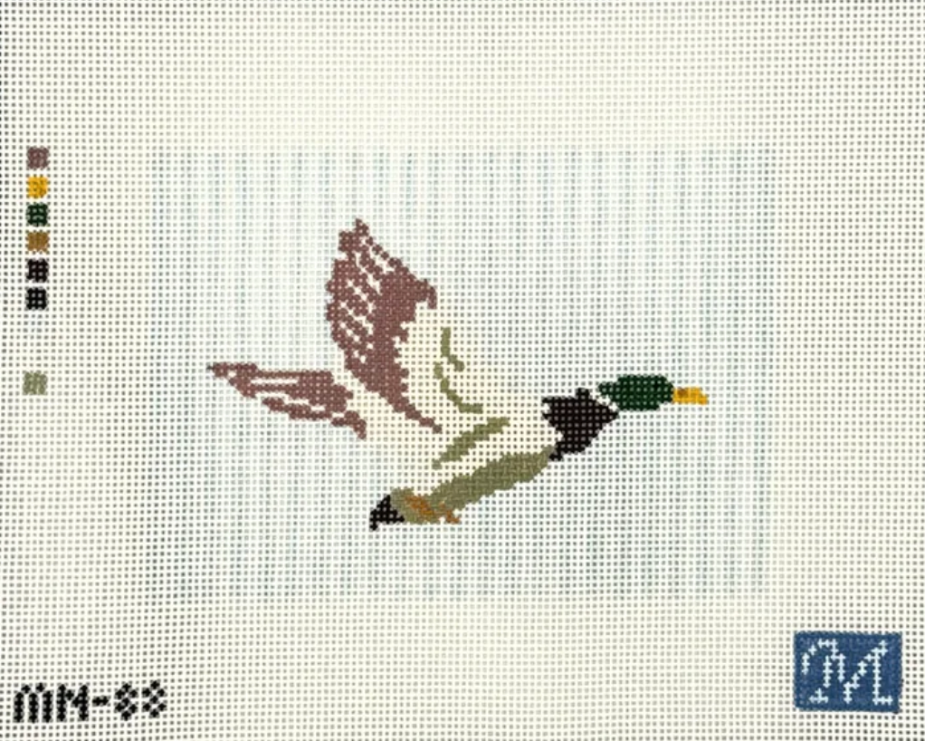 Duck in Flight on Stripes Canvas