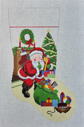 Shh Santa with Bag of Toys Stocking Canvas