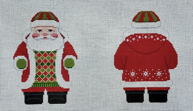 2 Sided Snowflake Red Jacket Santa Canvas
